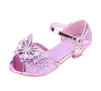 Toddler Girls T Strap Sandal Princess Shoes Bow High Heels Show Princess Shoes (Purple, 11 Little Child)