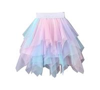 Toddler Girls Tulle Skirt Tutu Dancing Skirt Big Girls Skirt Irrgular Hem Colorful Four Season Skirt for Girls' Party Dress Party Outfits Clothing Kid Girls Party Dress 18M-10Y (Blue, 9-10 Years)
