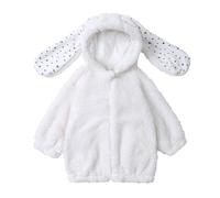 Toddler Girls Winter Coats Thick Fleece Cute Bunny Full Zip Jacket with Ear Hood Kids Solid Warm Coat Little Girl Long Sleeve Winter Zip-up Outwear (White, 7-8 Years)