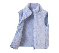 Toddler Girls Winter Gilets Boys Solid Warm Fleece Jacket Fall Winter Vest Double-Sided Fleece Thick Sleeveless Full-Zip Outerwear Kids Warm Jacket Cardigan Plain Solid Fleece (Blue, 12-18 Months)