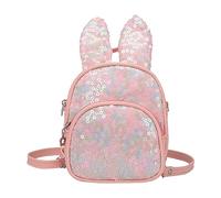Toddler Glitter Bunny Ear Splicing Backpack For Boys Girls Preschool Kindergarten Cute Backpacks for Girls (Pink, One Size)