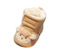 Toddler Grippy Socks Cotton Shoes Autumn and Winter Plus Velvet Thick Foot Anti Drop Boots Barefoot Shoes Baby (Khaki, 4.5 Infant)