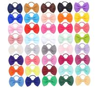 Toddler Hair Ties with Bows, 40pcs 2inch Colorful Elastics Hair Tie with Bow for Girls Party, Kindergarten, Photography