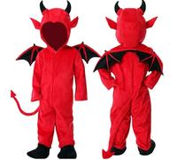Toddler halloween costumes boys Devil Costume Red Halloween Outfit Cute Boys Girls Jumpsuit Dress, Cosplay Clothes with Hood Horns Tail and Wings for Party Carnival Trick or Treat Role Play