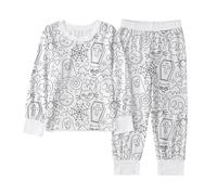 Toddler Halloween Outfit Boys Halloween DIY Print Pajama Set Long Sleeve Sleepwear Comfortable Kids Wear For Ages 2 To 10 Years Coloring Activity Homewear (White, 2-3 Years)