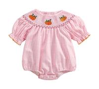 Toddler Halloween Outfit Gymnastics Girls 2t Girls Bodysuits Baby Casual Short Sleeve Top with Pumpkin Embroidery and Collar for Toddler and Kids Preemie Outfits Girl (Red, 12-18 Months)