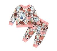 Toddler Halloween Outfit Matching Mommy Baby Girl Outfits Infant Newborn Toddler Girls Long Sleeve Cartoon Halloween Pumpkin Print Tops Pants Child Kids 2PCS Set& Outfits Infant(Red, 12-18 Months)