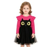 Toddler Halloween Rainbow Cat Dress with Tutu Skirt Party Costume | Toddler Halloween Cat Costume With Rainbow Tutu Dress For Birthday Parties, Halloween Events, And Dress Up Play