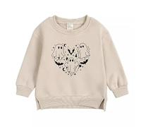 Toddler Halloween Sweatshirts Pumpkin Bat Fleece Lightweight Winter Warm Sweater Long Sleeve Pullover Heart Graphic Halloween Clothing Casual Round Neck GGhost Bat Fall Winter Tops (A, 18-24 Months)