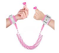 Toddler Harness Walking Leash- Child Anti Lost Wrist Link - Child Safety Harness - Upgrade with Reflective(6.5ft) - for Boys and Girls,Not Easy to Open Without Key (Pink)