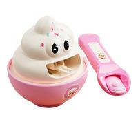 Toddler Ice Cream Shop, Pretend Play Feeding Toy with Voice Activation, Interactive Push Pull Spoon Action, Fun Learning for Fine Motor Skills, Safe Abs Plastic for Kids Role Play. (White)