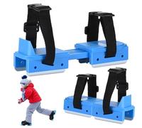 Toddler Ice Skates, Adjustable Double Blade Skates with Hook & Loop Straps for Kids Beginners, Convertible 2-in-1 Double & Single Runner for Winter Training Shoes (Blue)