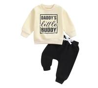 Toddler Infant Baby Boy Fall Winter Outfit Clothes 2Pcs Long Sleeve Sweatshirt Pullover Tops Jumper + Solid Color Elasticated Waist Pants With Pockets Trouser Tracksuit Set (Black, 6-12 Months)