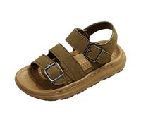 Toddler Infant Boys Girls Sandals Open Toe Soft Comfortable Sole Slides with Adjustable Buckle Lightweight Casual Summer Beach Shoes for Little Kids Outdoor Sports Sandal (Khaki, 4 Big Kids)