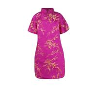 Toddler Infant Girls Short Sleeve Stand up Collar Plated Buckle Chinese Retro Pattern Cheongsam Pageant Chinese New Year Outfit Traditional Festival Clothing Performance Dresses (Hot Pink, 2-3 Years)