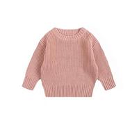 Toddler Jumpers Baby Boy Girl Warm Sweater Long Sleeve Crew Neck Solid Color Knitted Pullovers Tops Knit Jumpers Sweatshirt Chunky Toddler Clothes Casual for Fall Winter Clothes Outfits Pink