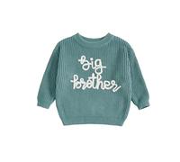 Toddler Kid Baby Boys Sweater Fall Winter Brother Matching Knitted Jumper Long Sleeve Crewneck Warm Knitwear 1-5 Years (Green, 18-24 Months)