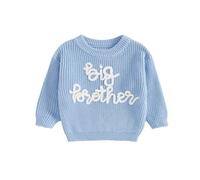 Toddler Kid Baby Boys Sweater Fall Winter Brother Matching Knitted Jumper Long Sleeve Crewneck Warm Knitwear 1-5 Years (Sky Blue, 3-4 Years)