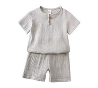 Toddler Kids Baby Boy Girl Solid Pullover Short Sleeve Sweatshirt T Shirt Crewneck Tops Shorts Set Clothes Baby Boy Hoodie with Ears Grey