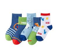 Toddler Kids Baby Boys 5Pairs Cartoon Non Slip Crew Socks Cotton Spring Autumn Slipper Socks Baby Leg Warmer Set (A, 1-3 Years)