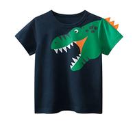 Toddler Kids Baby Boys Dinosaur Shirts Short Sleeve Crewneck T Shirts Outfit Tops Tee Funny Clothes for Children Boy Toddler Ballet Outfit (Navy, 1-2 Years)