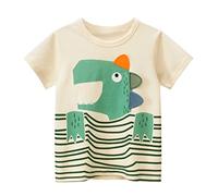 Toddler Kids Baby Boys Dinosaur Shirts Short Sleeve Crewneck T Shirts Outfit Tops Tee Funny Clothes for Children Boy Toddler Ballet Outfit (Beige, 3-4 Years)