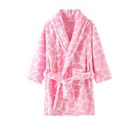 Toddler Kids Baby Boys Girls Print Bathrobes Hooded Warm Flannel Night Robe Sleepwear Cute Warm Pajamas Robe Boys Action Figure Robes Pink