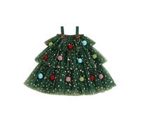 Toddler Kids Baby Girl Christmas Dress Star Sequin Pompom Layered Tulle Tutu Dresses Princess Xmas Clothes (Green, 2-3 Years)
