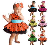 Toddler Kids Baby Girl Pebbles Costume 2PCS Set Boy Bam Bam Cosplay Historical Stone Cavegirl Caveman Halloween Dress Up Birthday Outfit Photo Props
