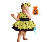 Toddler Kids Baby Girl Pebbles Costume 3PCS Set Boy Cosplay Historical Stone Age Cavegirl Caveman Halloween Dress Up Birthday Outfit