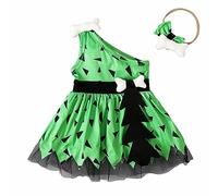 Toddler Kids Baby Girl Pebbles Costume Boy Bam Bam Cosplay Historical Stone Age Cavegirl Caveman Halloween Dress Up Birthday Outfit Photo Props Green 6-12 Months