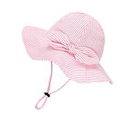 Toddler Kids Baby Girl Sun Hat Floppy Cotton Summer Hat 50+ SPF Protective, 202203/Stripe/Pink, 0-6 Months