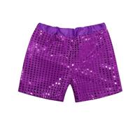 Toddler Kids Baby Girls Boys Glitter Sequins Elastic Waist Birthday Shorts Pants Party Shorts, purple, 3-4 Years