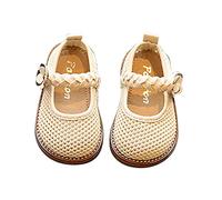 Toddler Kids Baby Girls Cute Light Weight First Walk Casual Shoes First Holy ommunion Shoes for Girls (Beige, 5 Infant)