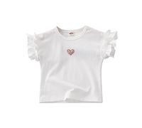 Toddler Kids Baby Girls Solid Color Flare Short Sleeves Heart Embroidered T Shirt Children's Casual Tee Clothes Baby Boy Summer Clothes (White, 4-5 Years)