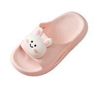 Toddler Kids Bear Sliders Open Toe Non Slip Soft Flat Slingback Slippers Unisex Boys Girls Comfort Summer Casual Slippers Outdoor Lightweight Beach Pool Shoes (Pink, 10.5 Little Child)