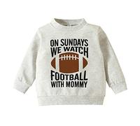 Toddler Kids Boy On Sundays We Watch Football with Daddy/Mommy Funny Plain Sweatshirt Long Sleeve Oversized Pullover Tops Sweaters Casual Fall Winter Clothes (GY1, 1-2 Years)