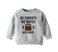 Toddler Kids Boy On Sundays We Watch Football with Daddy/Mommy Funny Plain Sweatshirt Long Sleeve Oversized Pullover Tops Sweaters Casual Fall Winter Clothes (GY2, 1-2 Years)