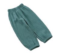 Toddler Kids Boys Girls Solid Color Cotton Linen Harem Pants Baby Basic Long Bloomer Trouser Elastic Summer Joggers Pants for Children (Dark Blue, 12-18 Months)