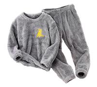 Toddler Kids Boys Girls Winter Long Sleeve Cartoon Prints Fleece Tops Pants 2PCS Outfits Clothes Set Modern Baby Outfit Grey