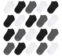 Toddler Kids Boys Socks, 20 Pairs Unisex Baby Ankle Black Breathable Cosy Trainer Walking Socks 1-2 Years Old