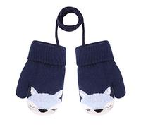 Toddler Kids Cartoon Fox Short Knitted Full Finger Gloves Cold Weather Fleece Halloween Costume Travel Camping Gloves Mitten Hands Warmer for 1-3 Yrs