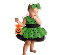 Toddler Kids Caveman Costume Girls Halloween Dog Bones Historical Cavegirl Mesh Tulle Dress Outfits Purge Dress for Girls Girls Dresses Green 18-24 Months