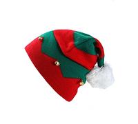 Toddler Kids Christmas Elf Hat with Pompom Green Red Stripes Crochet Xmas Warm Knitted Beanie