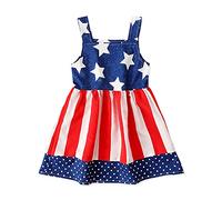 Toddler Kids Girls 4 of July Outfits Tassel Sleeveless Independence Day Tops Vest Dress Elastic Waisted Shorts Stripe Star USA Pattern Cute Set Baby Snowsuit Red White and Blue (Red, 1-2 Years)