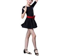 Toddler Kids Girls Latin Ballet Dresses Party Dance Wear for Latin Tango Ballroom Dance Long Sleeve Thanksgiving Dresses Baby with Belt Girls Traditional Festival Clothing (Black, 3-4 Years)