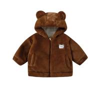Toddler Kids Girls Zip Up Fleece Jacket Thicken Panda Ear Hooded Zipper Outwear Winter Warm Overcoat Fuzzy Soft Coat With Pockets School Outdoor Cold Weather Brown 1 Years