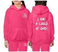 Toddler Kids Letter Print Hoodie and Pants Set, Soft Cotton Blend Pullover Sweatshirt with Long Pants for Boys and Girls, Cozy Fall and Winter Outfit for Daily Wear and Play (6-7 Years) Hot Pink