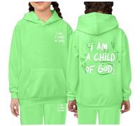 Toddler Kids Letter Print Hoodie and Pants Set, Soft Cotton Blend Pullover Sweatshirt with Long Pants for Boys and Girls, Cozy Fall and Winter Outfit for Daily Wear and Play (Light Green, 2-3 Years)