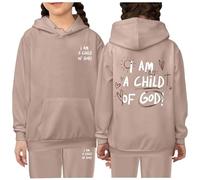 Toddler Kids Letter Print Hoodie and Pants Set, Soft Cotton Blend Pullover Sweatshirt with Long Pants for Boys and Girls, Cozy Fall and Winter Outfit for Daily Wear and Play (Khaki, 10-11 Years)